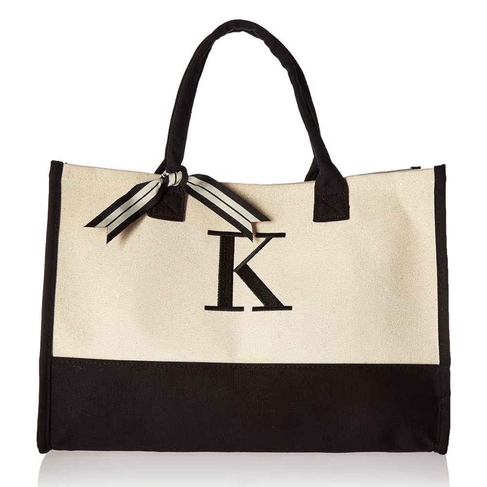 K initial tote bag